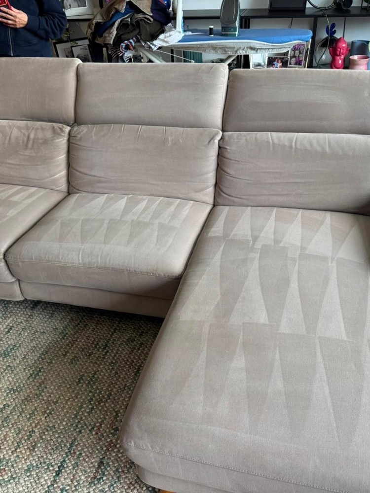 Same taupe corner sofa fresh and revived after upholstery cleaning