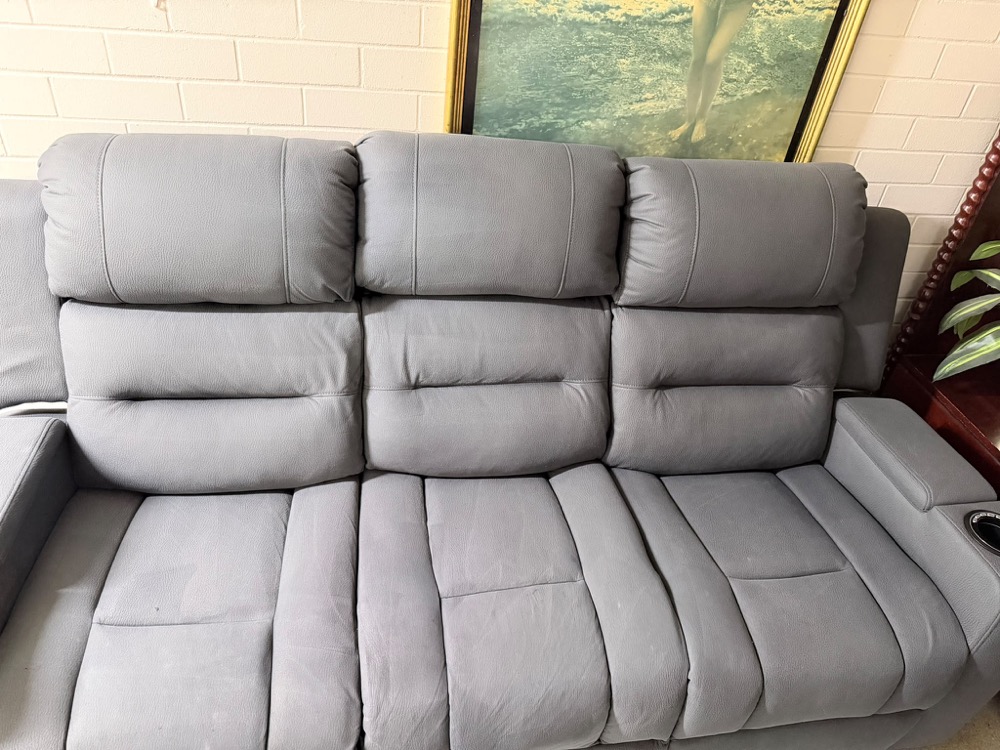 Grey recliner lounge — after upholstery cleaning