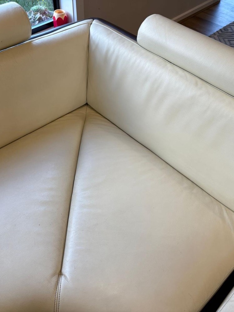 Same cream leather corner sofa clean and conditioned after cleaning