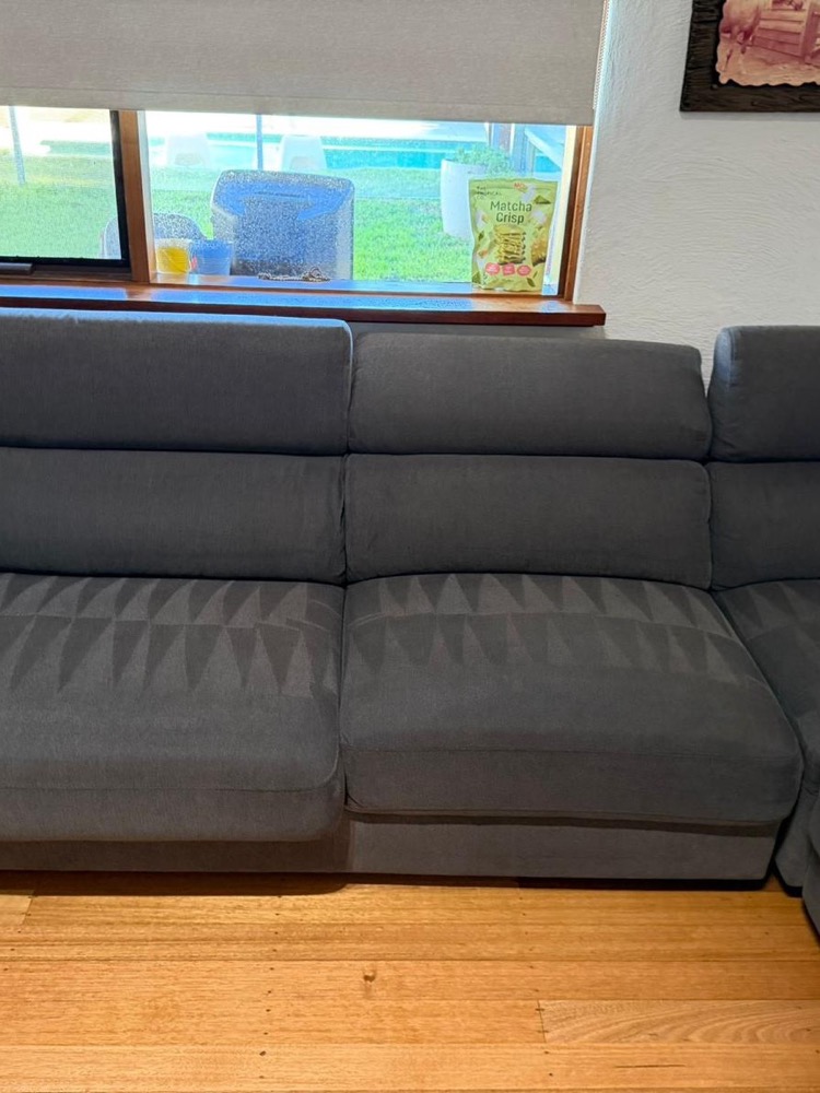 Same grey modular sectional clean and stain-free after upholstery cleaning