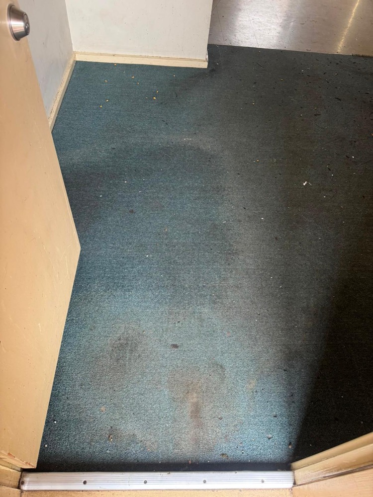 Commercial doorway carpet — before deep cleaning