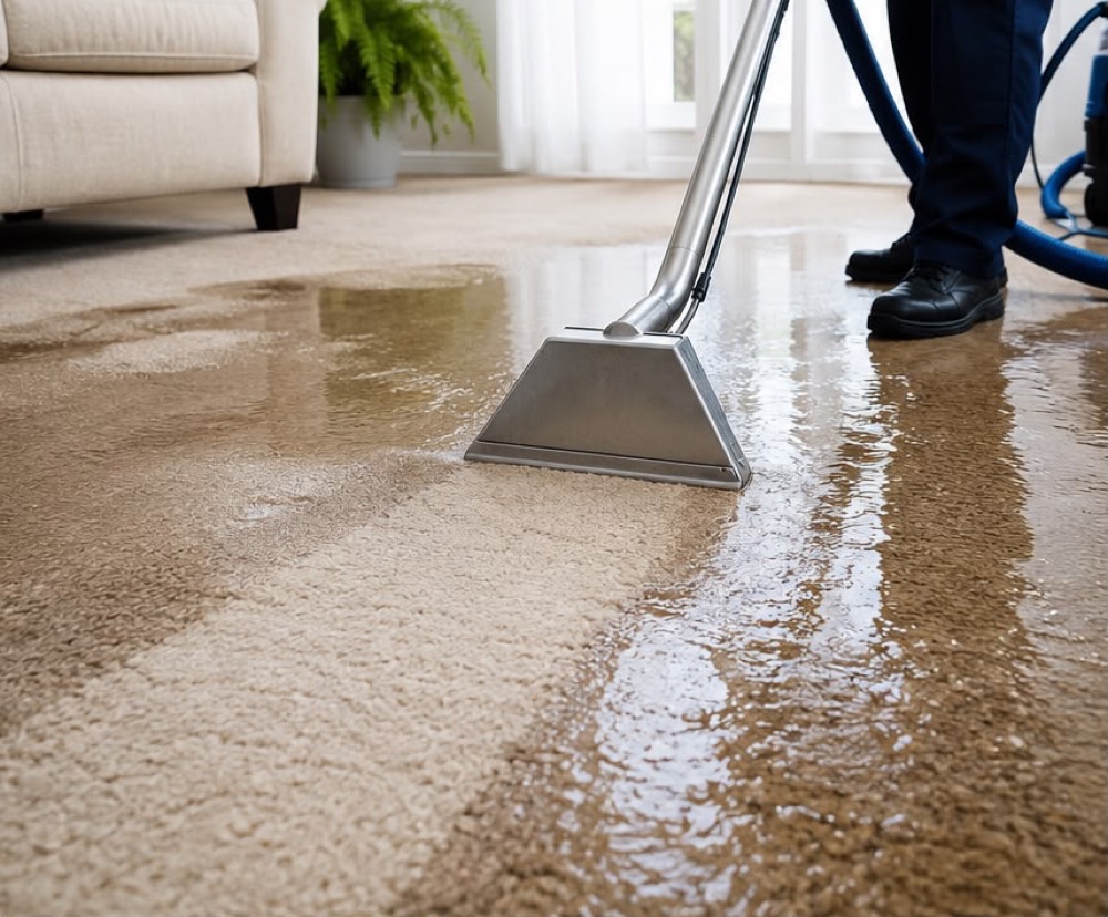 Emergency water extraction from flooded carpet